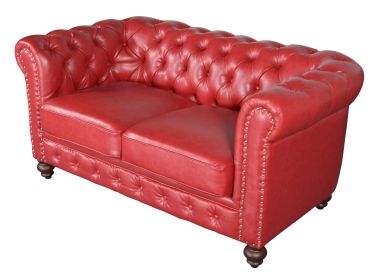 Classic Chesterfield Loveseat Red