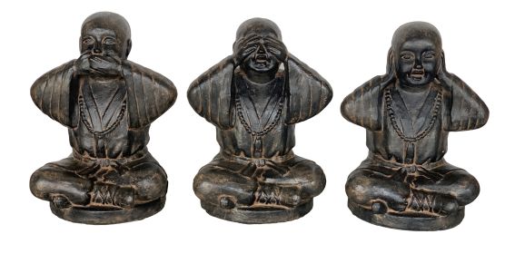 Hear See And Speak No Evil Monk Set Of 3 Black Earthy Finish