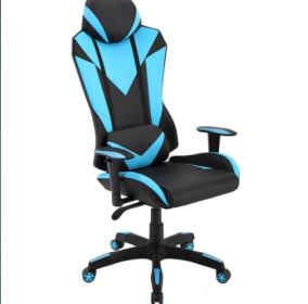 Hanover HGC0103 Commando Ergonomic High-Back Gaming Chair with Adjustable Gas Lift Seating & Lumbar Support&#44; Black & Electric Blue