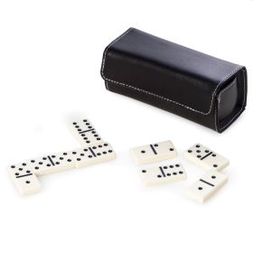 Bey-Berk International G525 Domino Set in Black Leather Case with Magnetic Closure
