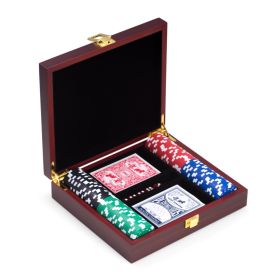 Bey-Berk International G555 Bey Berk Poker Set with 100 Clay Composite Chips&#44; Rosewood