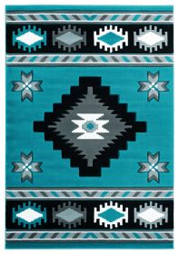 United Weavers of America 2050 10469 912 7 ft. 10 in. x 10 ft. 6 in. Bristol Caliente Turquoise Rectangle Area Rug