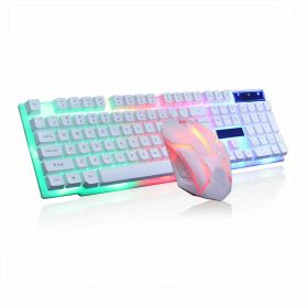 Sanoxy SNX-RNBW-KYB-MS-ST-WE Rainbow Gaming Keyboard & Mouse Set with Multi-Color Changing Backlight&#44; White