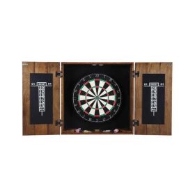 Hathaway Drifter Solid Wood Dartboard & Cabinet Set&#44; Rustic Oak