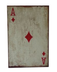 Cheungs Rattan FP-3677C Ace of Diamonds Wooden Wall Decor - Distressed White&#44; Brown&#44; Red