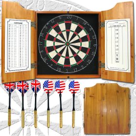 TGT Solid Wood Dart Cabinet Set - Pro Style Board and Darts