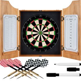 Trademark Poker TGT Beveled Wood Dart Cabinet - Pro Style Board and Darts